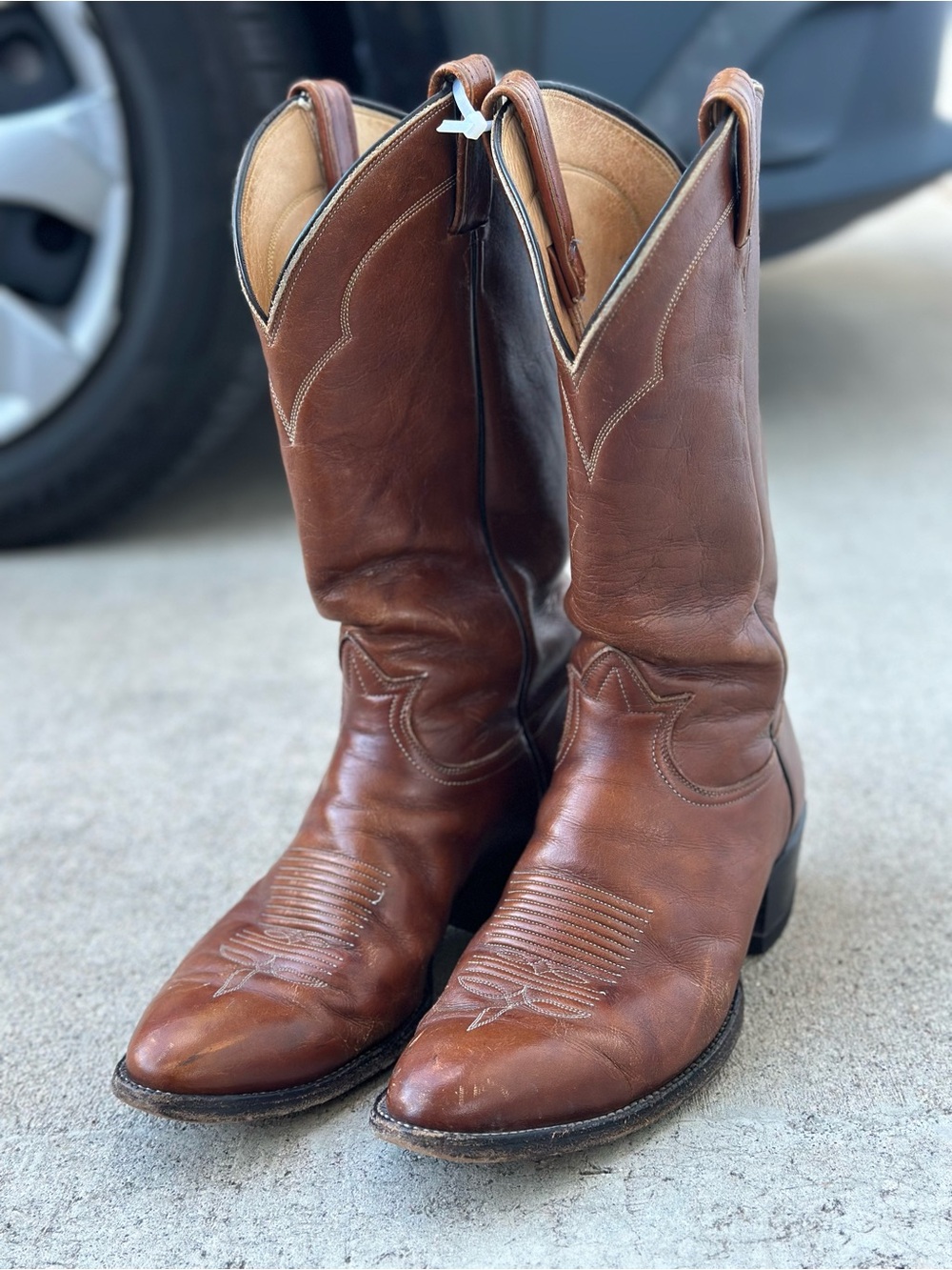 Vintage Tony Lama Brown Leather Western Cowboy Boots